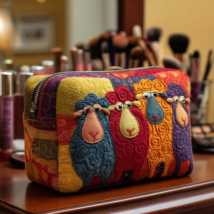 Happy Flock Quilted Cosmetic Bag