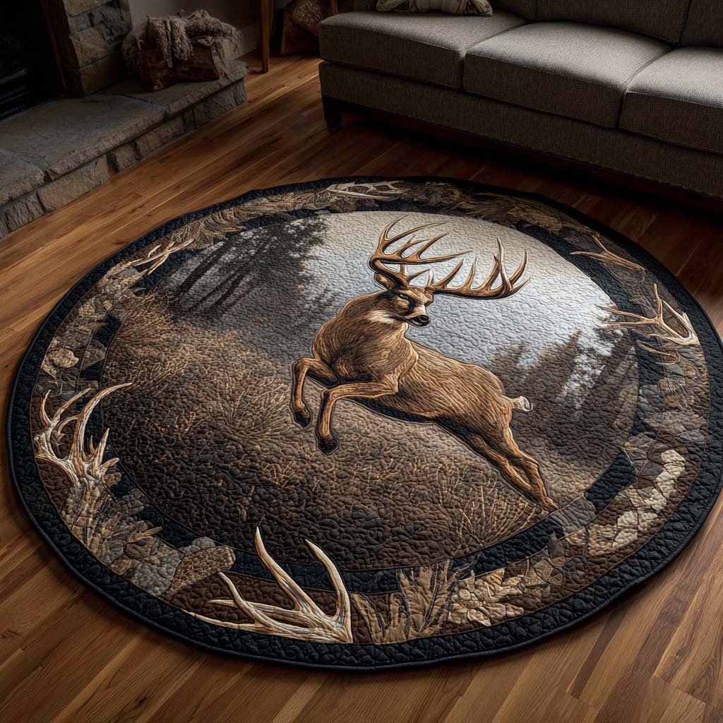 Round Deer Mat Quilted Round Mat