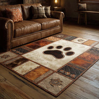 Rustic Paw Print Quilted Area Rug