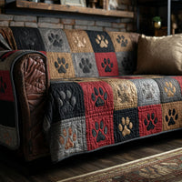 Rustic Pawprint Quilted Sofa Cover