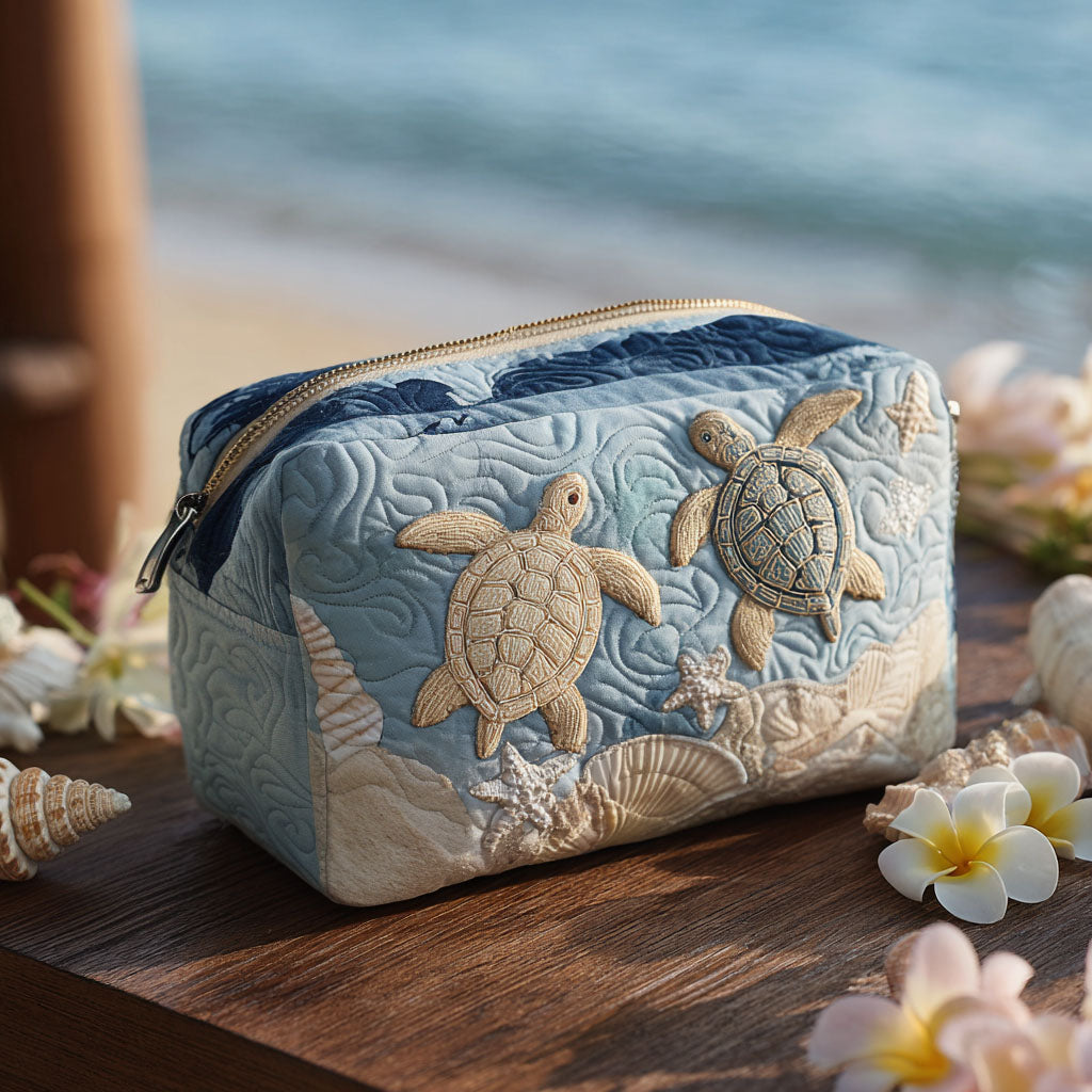 Sandy Shell Quilted Cosmetic Bag