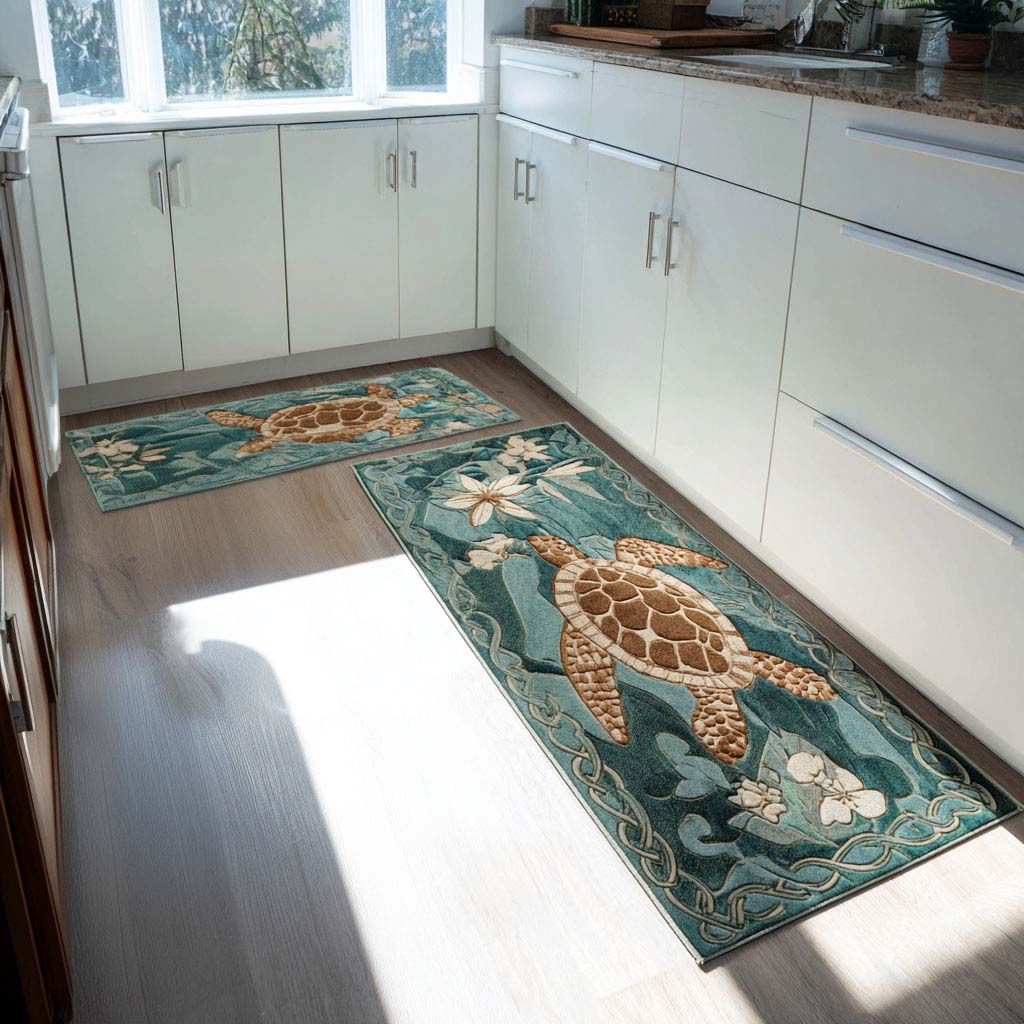 Seafoam Trails Kitchen Rug Set