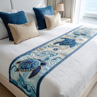 Turtle Pattern Quilted Bed Runner