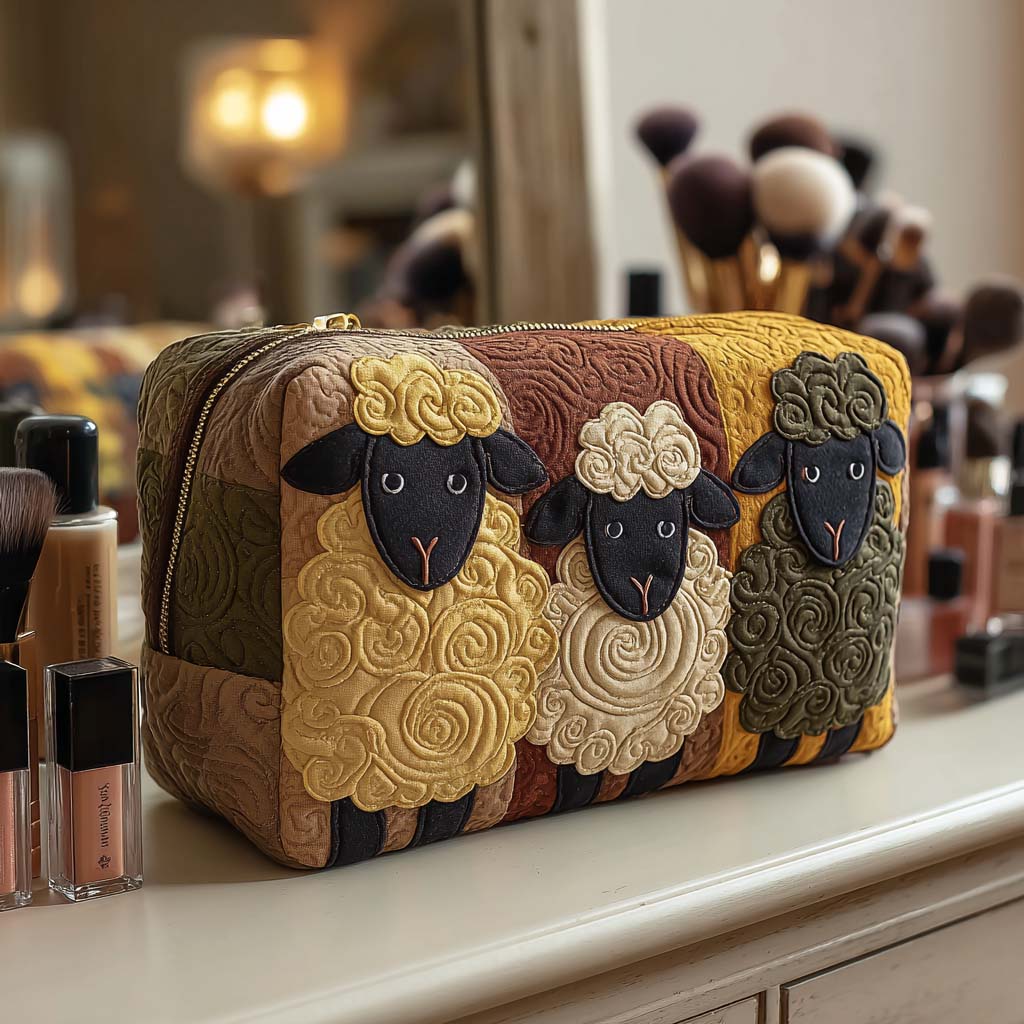 Happy Flock Quilted Cosmetic Bag
