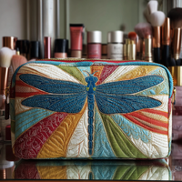 Shining Dragonfly Quilted Cosmetic Bag
