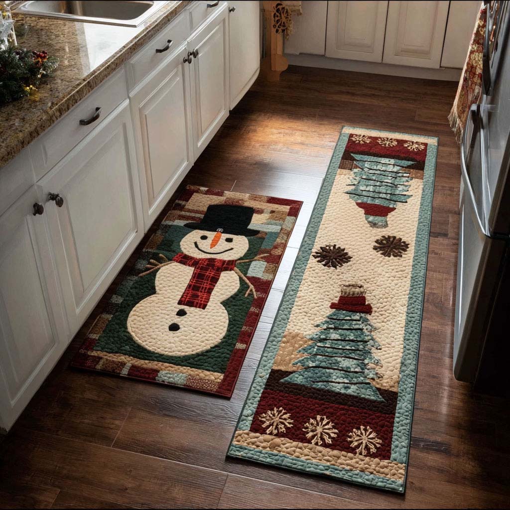 Silent Snowfall Kitchen Rug Set