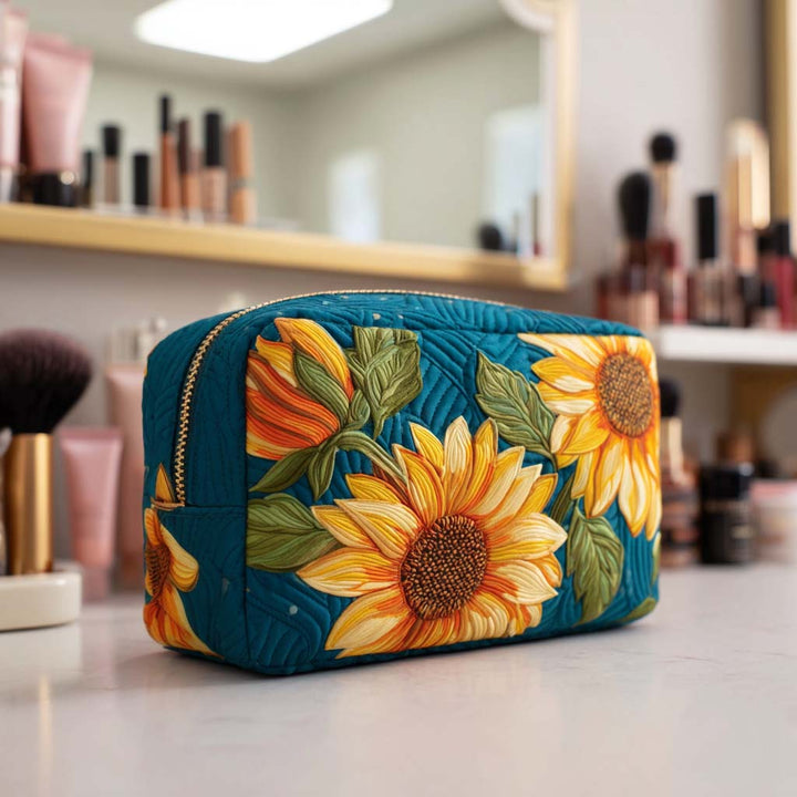 Smile Bloom Quilted Cosmetic Bag