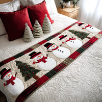Snowman Cheer Quilted Bed Runner