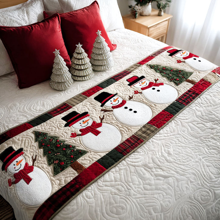 Snowman Cheer Quilted Bed Runner
