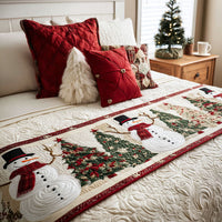 Snowy Joy Quilted Bed Runner