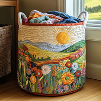 Spring Meadow Quilted Laundry Basket