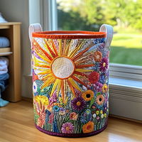 Sunflower Bloom Quilted Laundry Basket