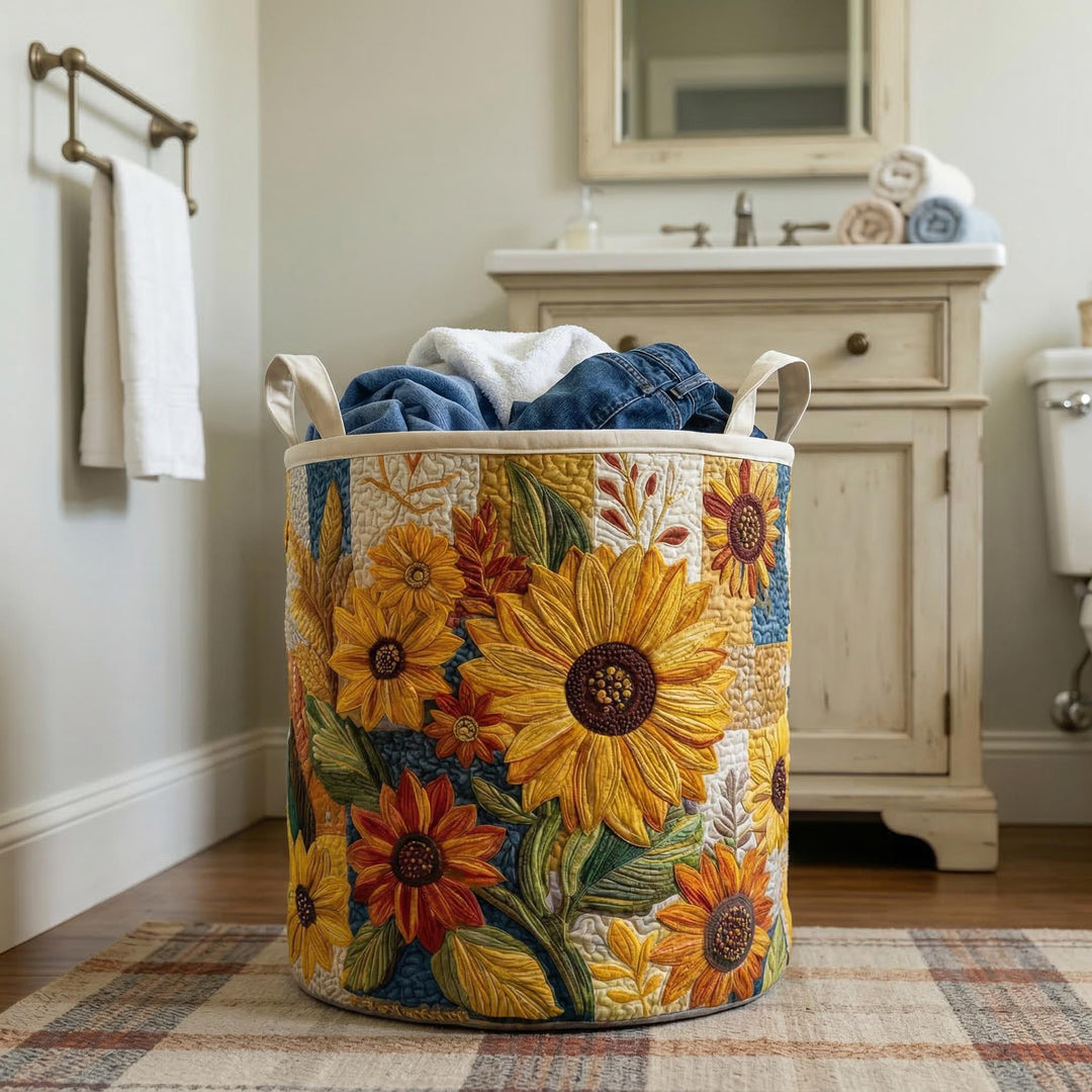 Sunflower Dream Quilted Laundry Basket