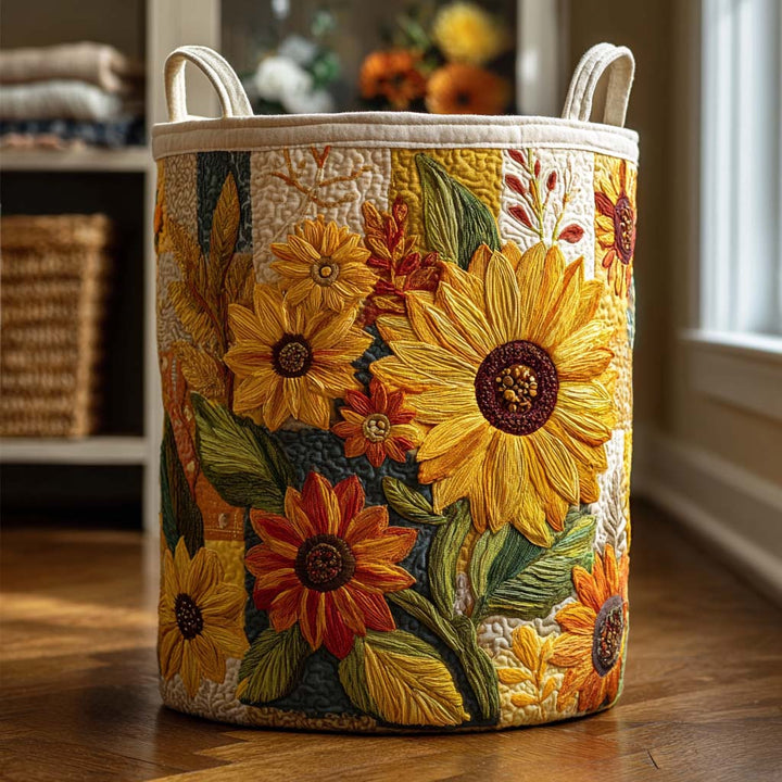 Sunflower Dream Quilted Laundry Basket
