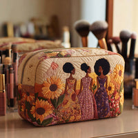 Sunflower Glow Quilted Cosmetic Bag