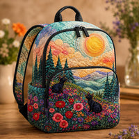 Cat Landscape Quilted Backpack