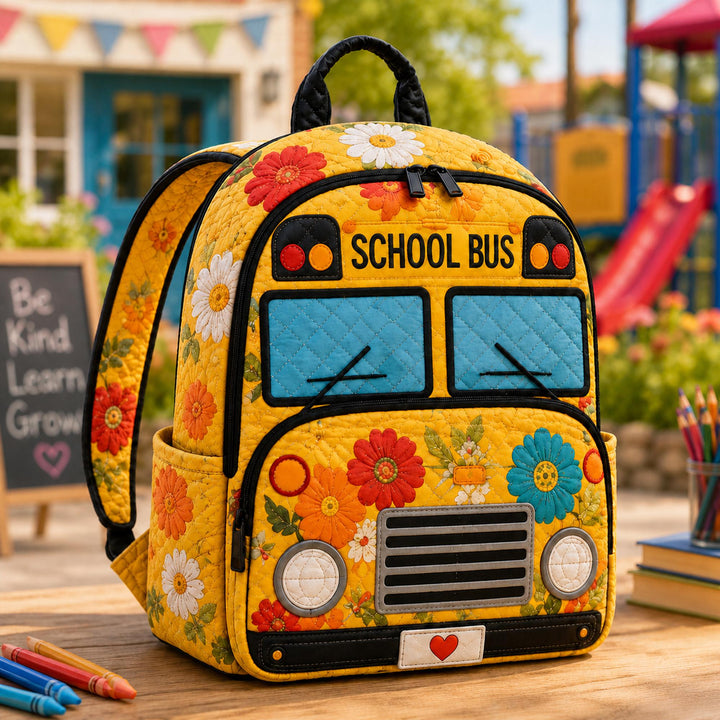 Yellow School Bus TP04 Quilted Backpack