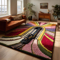 Tulip Inspired Rail Quilted Area Rug