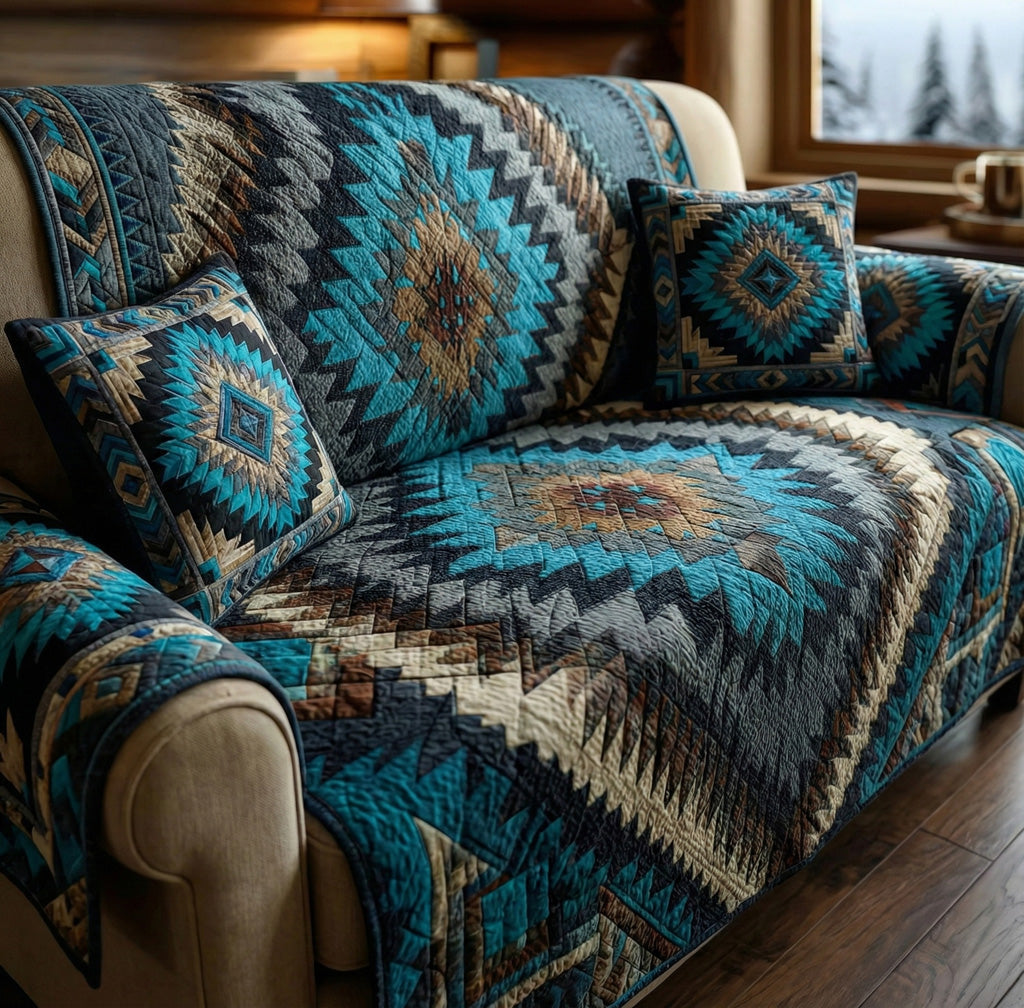 Turquoise Mesa Quilted Sofa Cover
