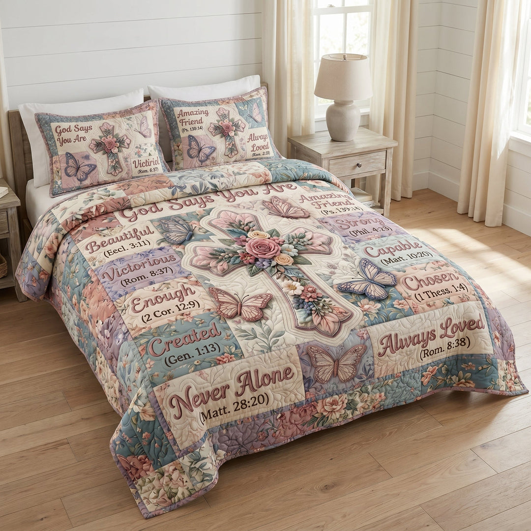 Floral Bible Quilted Bedding Set