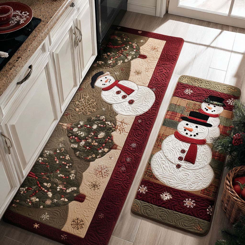 Winter Smile Kitchen Rug Set
