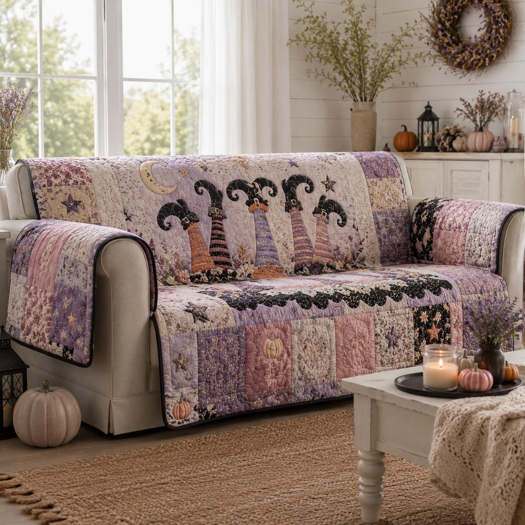 Witch Boots Garden Quilted Sofa Cover