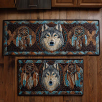 Wolf Dreamcatcher Kitchen Rug Set