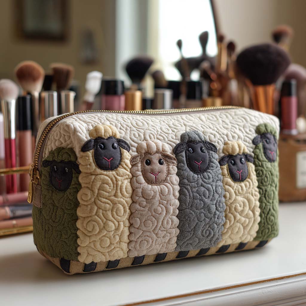 Happy Flock Quilted Cosmetic Bag
