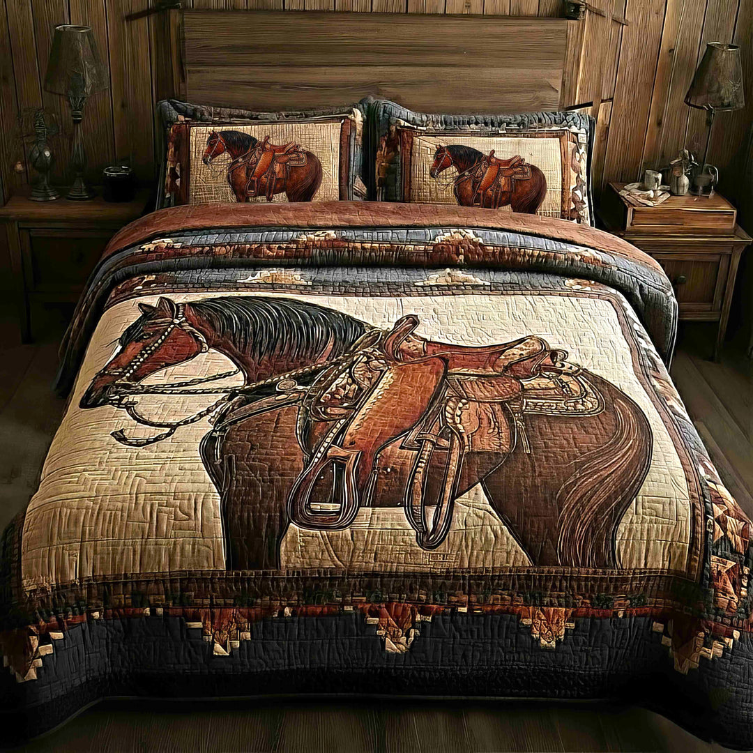 Prairie Horse Quilted Bedding Set