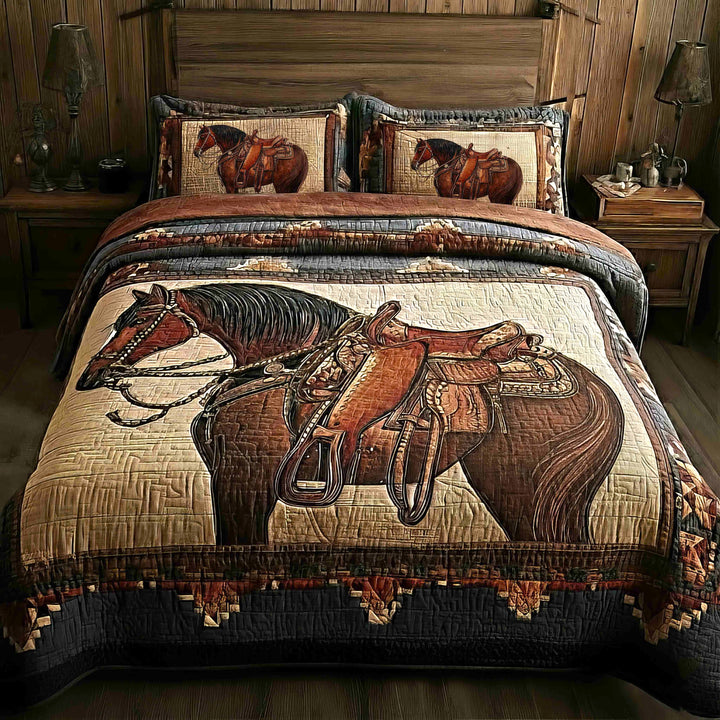 Prairie Horse Quilted Bedding Set