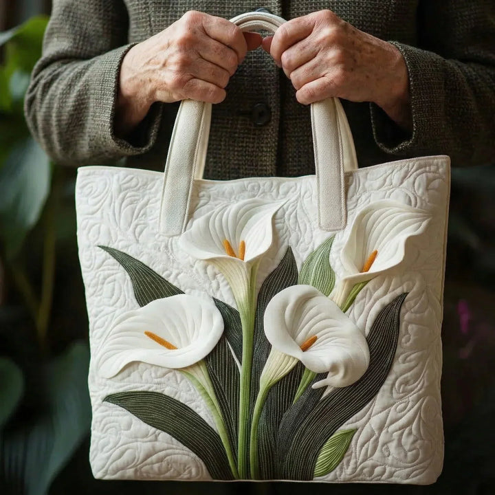 Bag White Lily Quilted Tote Bag
