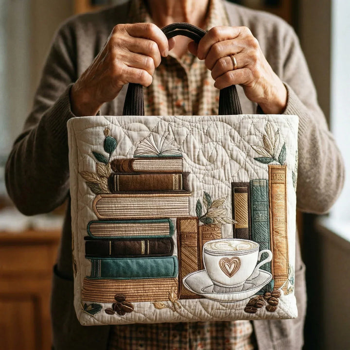Café Chapter Bag Quilted Tote Bag