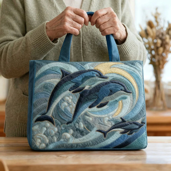 Ocean Dolphin Tote Quilted Tote Bag