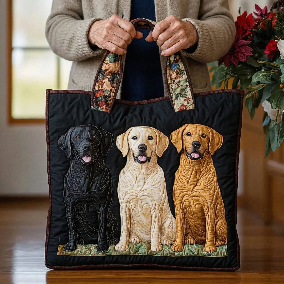 Three Labrador Handbag Quilted Tote Bag