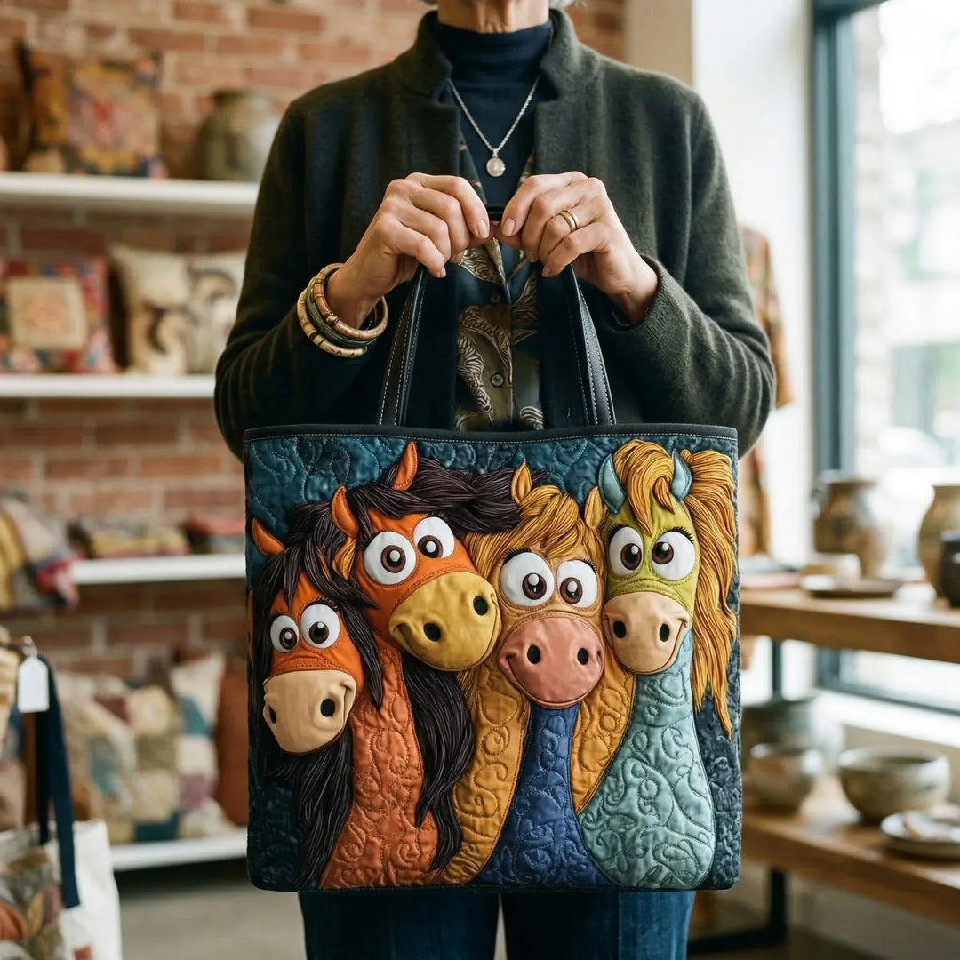 Bag Whimsical Ponies Quilted Tote Bag