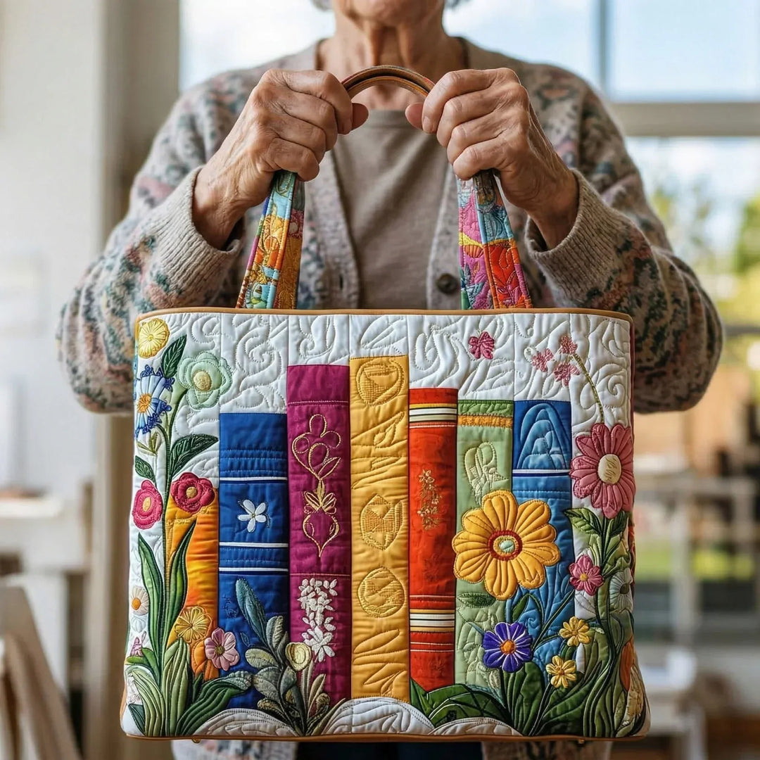 Floral Library Tote Quilted Tote Bag
