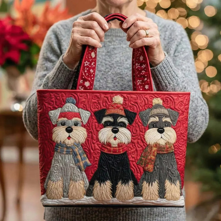 Bag Trio Of Schnauzers Quilted Tote Bag