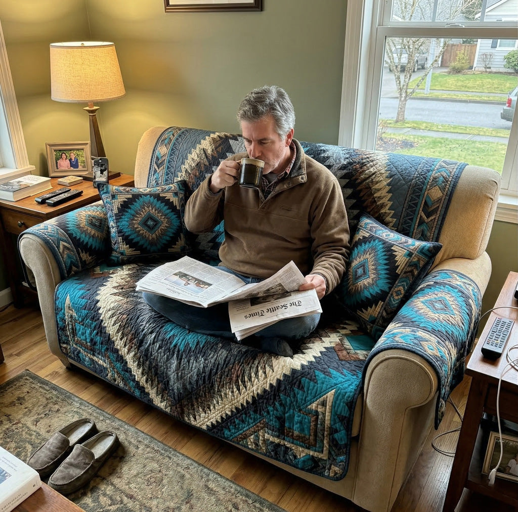 Turquoise Mesa Quilted Sofa Cover