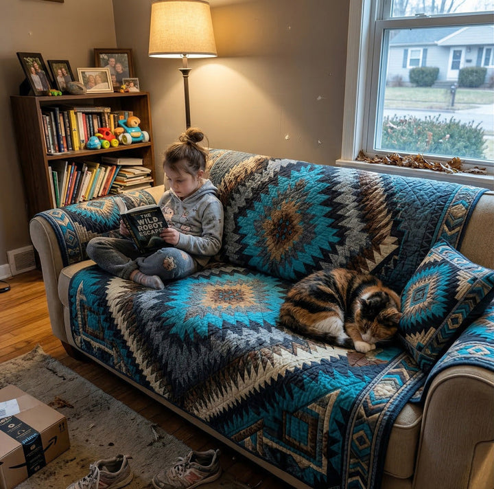 Turquoise Mesa Quilted Sofa Cover