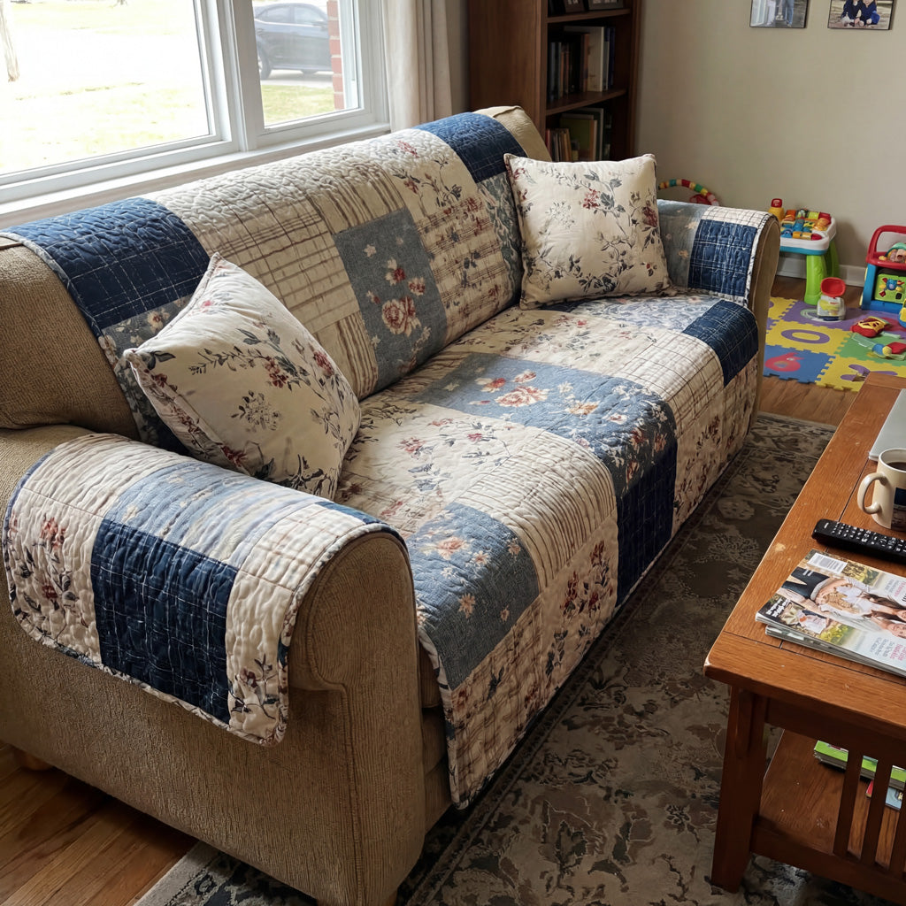 Retro Patchwork Sofa Throw Quilted Sofa Cover