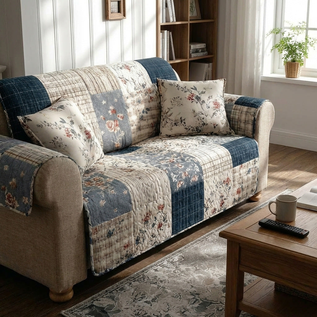 Retro Patchwork Sofa Throw Quilted Sofa Cover