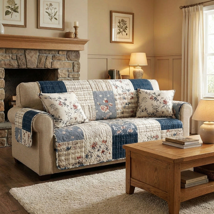 Retro Patchwork Sofa Throw Quilted Sofa Cover