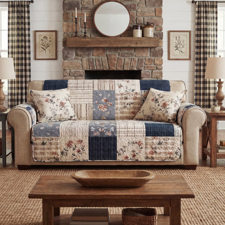 Retro Patchwork Sofa Throw Quilted Sofa Cover